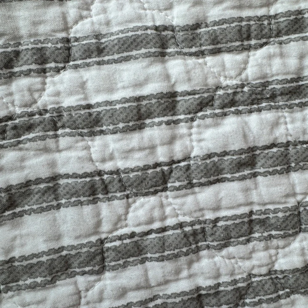 Stone Cottage Ticking Stripe Quilt Grey White 62x80 Cotton Farmhouse Bedding
